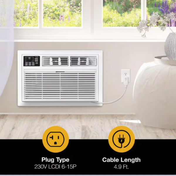 12,000 BTU (DOE) 230-Volt Through-The-Wall Air Conditioner Cools 550 sq. ft. with Remote in White